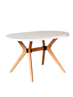 Woodenbend ARLEN NATURAL OVAL  BEYAZ BENÇLİ MASA SANDALYE TAKIMI 80X130 2 SANDALYELİ