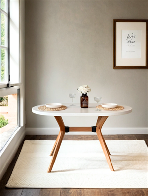 Woodenbend ARLEN NATURAL OVAL  BEYAZ BENÇLİ MASA SANDALYE TAKIMI 80X130 2 SANDALYELİ