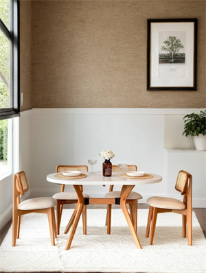 Woodenbend ARLEN NATURAL OVAL  BEYAZ MASA SANDALYE TAKIMI 80X130