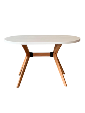 Woodenbend ARLEN NATURAL OVAL  BEYAZ MASA SANDALYE TAKIMI 80X130