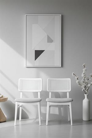 Woodenbend Marine Beyaz 2li Hazeranlı Sandalye – Modern İskandinav Konforlu Oturum