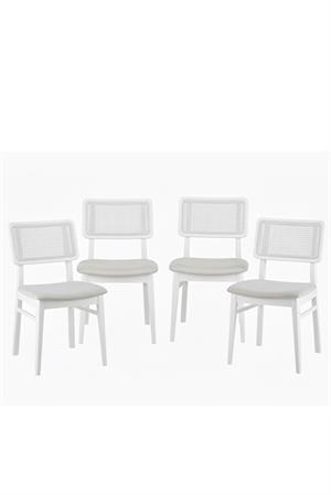 Woodenbend Marine Beyaz 4lü Hazeranlı Sandalye – Modern İskandinav Konforlu Oturum
