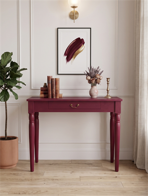 Woodenbend Marine Bordo Dresuar 100 cm | Klasik Country Ahşap Ayaklı Çekmeceli Lake Dresuar