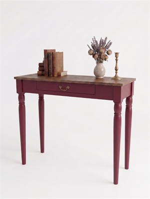 woodenbend, Woodenbend Marine Bordo Masif Dresuar 100x38x80 cm | Klasik Ahşap Antre ve Hol Dresuarı