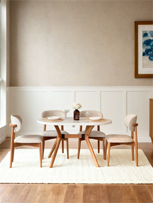 Woodenbend MAVENNA NATURAL BEYAZ MASA SANDALYE TAKIMI 80X120