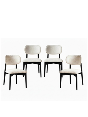 Woodenbend Mavenna Siyah Oval Beyaz Ahşap Lake Masa Sandalye Takımı 80x130 cm – 4 Sandalyeli