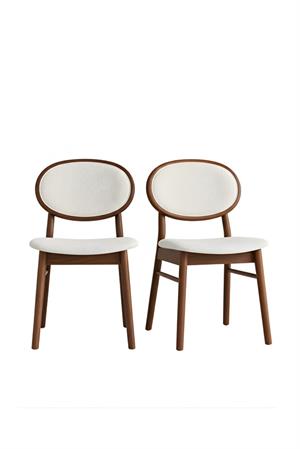 Woodenbend Medin Ceviz Rengi 2 liKayın Ağacı Döşemeli Sandalye Modern İskandinav Set