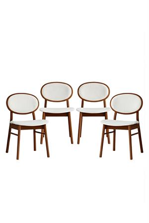 Woodenbend Medin Ceviz Rengi Kayın Ağacı 4 lü Döşemeli Sandalye Modern İskandinav Set
