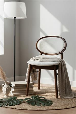 Woodenbend Medin Ceviz Rengi Kayın Ağacı Döşemeli Sandalye Modern İskandinav Set
