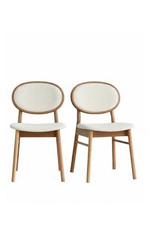 Woodenbend Medin Natural Ahşap 2li Kayın Ağacı Döşemeli Sandalye Modern İskandinav Set
