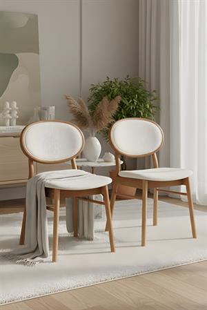 Woodenbend Medin Natural Ahşap 2li Kayın Ağacı Döşemeli Sandalye Modern İskandinav Set