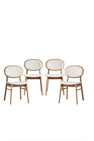 Woodenbend Medin Natural Ahşap Kayın Ağacı 4 lü Döşemeli Sandalye Modern İskandinav Set