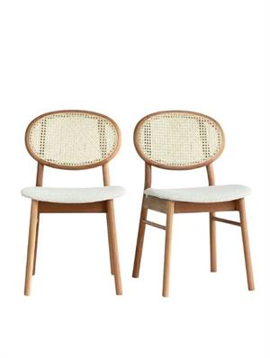 Woodenbend Medin Naturel Ahşap Hazeranlı Sandalye ( 2 adet )