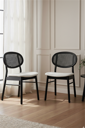 Woodenbend Medin Siyah Ahşap Hazeranlı Sandalye – Doğal Kayın Ağacı 2 Adet