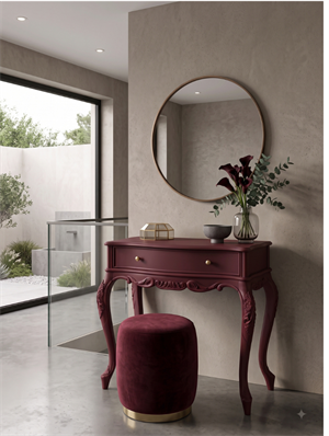 Woodenbend Milano Bordo Dresuar 92x45x83 cm | Klasik Ahşap Antre ve Hol Dresuarı