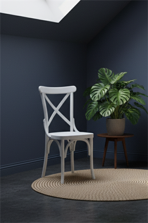 Woodenbend Milano Thonet Beyaz Ahşap Kayın Ağacı Sandalye –Ahşap Detaylı El İşçiliği