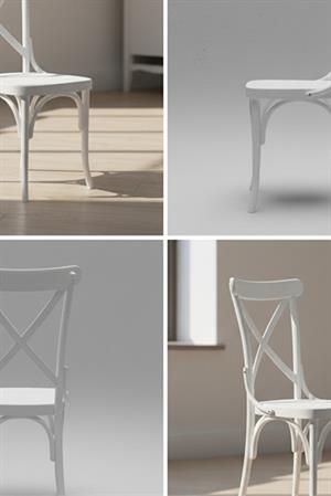Woodenbend Milano Thonet Beyaz Ahşap Kayın Ağacı Sandalye –Ahşap Detaylı El İşçiliği