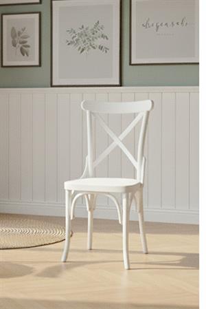 Woodenbend Milano Thonet Beyaz Ahşap Kayın Ağacı Sandalye –Ahşap Detaylı El İşçiliği