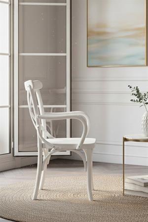 Woodenbend Milano Thonet Kollu Beyaz Ahşap Kayın Ağacı Sandalye –Ahşap Detaylı El İşçiliği