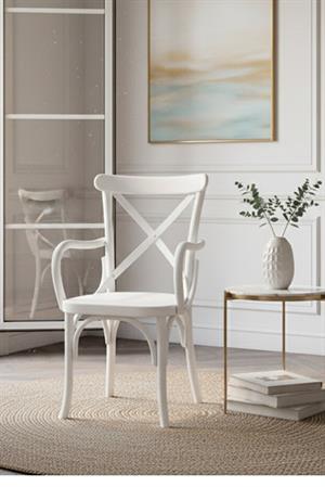 Woodenbend Milano Thonet Kollu Beyaz Ahşap Kayın Ağacı Sandalye –Ahşap Detaylı El İşçiliği