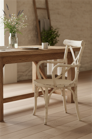 Woodenbend Milano Thonet Kollu Krem Eskitme Rengi Ahşap Kayın Ağacı Sandalye –Ahşap Detaylı El İşçiliği