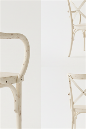Woodenbend Milano Thonet Kollu Krem Eskitme Rengi Ahşap Kayın Ağacı Sandalye –Ahşap Detaylı El İşçiliği