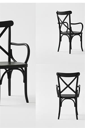 Woodenbend Milano Thonet Kollu Siyah Ahşap Kayın Ağacı Sandalye –Ahşap Detaylı El İşçiliği