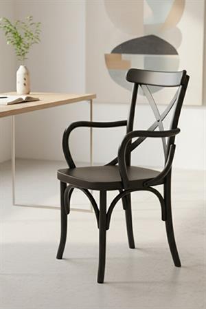 Woodenbend Milano Thonet Kollu Siyah Ahşap Kayın Ağacı Sandalye –Ahşap Detaylı El İşçiliği