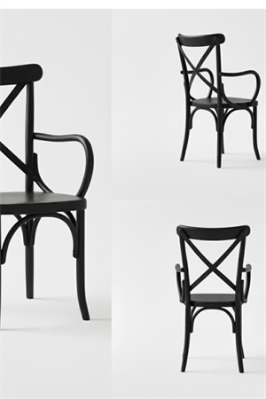Woodenbend Milano Thonet Kollu Siyah Ahşap Kayın Ağacı Sandalye –Ahşap Detaylı El İşçiliği