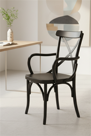 Woodenbend Milano Thonet Kollu Siyah Ahşap Kayın Ağacı Sandalye –Ahşap Detaylı El İşçiliği