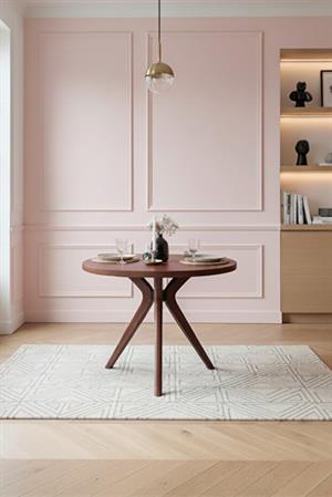 Woodenbend Milas 100x100 cm Ceviz Rengi Yuvarlak Masa & 4 Döşemeli Sandalye Takımı – Modern