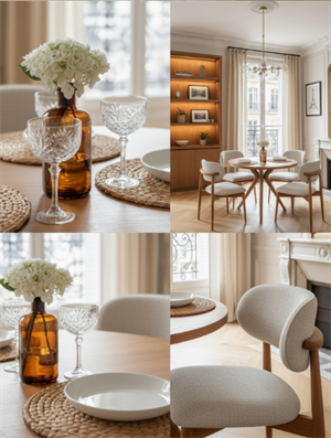 Woodenbend Milas Natural Ahşap Oval Döşemeli Masa Sandalye Takımı 100x100 cm – 4 Sandalyeli