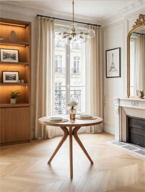 Woodenbend Milas Natural Ahşap Oval Döşemeli Masa Sandalye Takımı 100x100 cm – 4 Sandalyeli