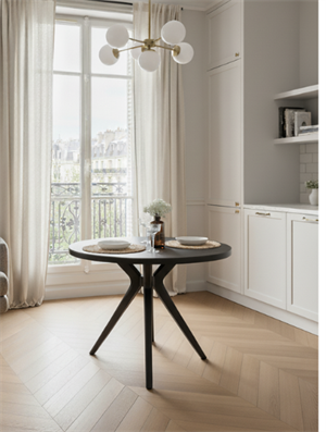 Woodenbend Milas Siyah Yuvarlak Döşemeli Masa Sandalye Takımı 100x100 cm – 4 Sandalyeli