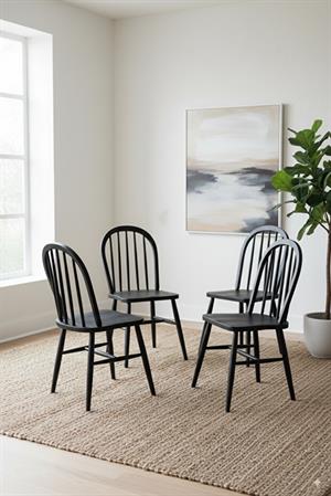 Woodenbend Milena Siyah Kayın Ağacı Sandalye 4lü Set – Mat Lake İskandinav Modern Tasarım