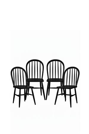 Woodenbend Milena Siyah Kayın Ağacı Sandalye 4lü Set – Mat Lake İskandinav Modern Tasarım