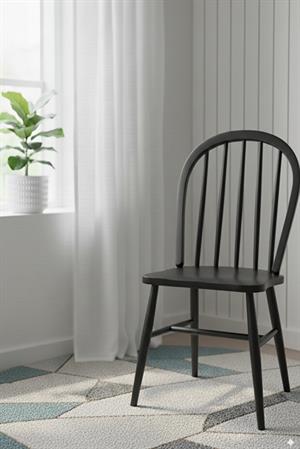 Woodenbend Milena Siyah Kayın Ağacı Sandalye 2li Set – Mat Lake İskandinav Modern Tasarım