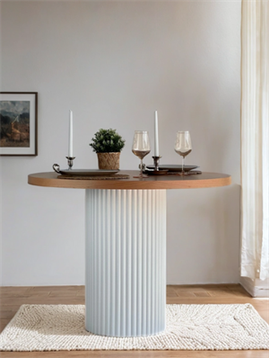 Woodenbend Mirla Ahşap Natural Beyaz Masa 100x100