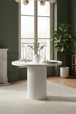 Woodenbend Mirla Beyaz 100 cm Yuvarlak Yemek Masası – Bohem & İskandinav Tarz