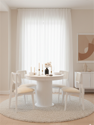 Woodenbend Mirla Beyaz Ahşap Açılır Masa Takımı 100x100 cm – Açılınca 100x130 cm, Modern Tasarım