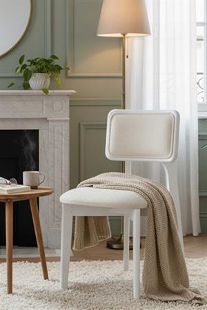 Woodenbend Mirla Beyaz Döşemeli Kayın Ağacı Sandalye 2li Set – Modern İskandinav Bohem Tasarım