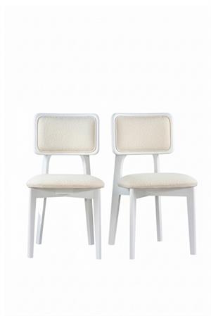 Woodenbend Mirla Beyaz Döşemeli Kayın Ağacı Sandalye 4lü Set – Modern İskandinav Bohem Tasarım