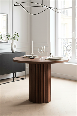 Woodenbend Mirla Ceviz 100 cm Yuvarlak Yemek Masası – Bohem & İskandinav Tarz