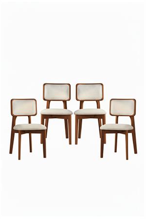 Woodenbend Mirla Ceviz Döşemeli Kayın Ağacı Sandalye 4lü Set – Modern İskandinav Bohem Tasarım