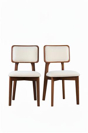 Woodenbend Mirla Ceviz Döşemeli Kayın Ağacı Sandalye 4lü Set – Modern İskandinav Bohem Tasarım