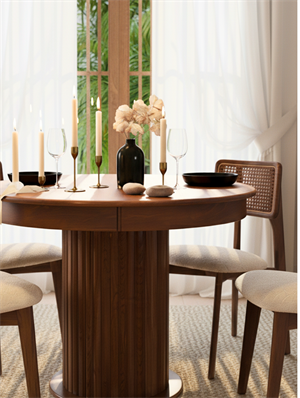 Woodenbend Mirla Ceviz Rengi Açılır Masa Takımı 100x100 cm – Açılınca 100x130 cm, Modern Tasarım