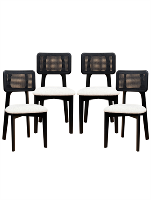Woodenbend Mirla Hazeranlı Siyah Hazeran Siyah Sandalye ( 4 Adet )