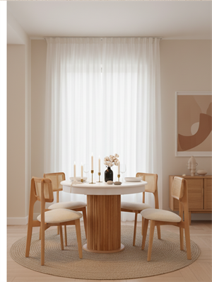 Woodenbend Mirla Natural Ahşap Beyaz Açılır Masa Takımı 100x100 cm – Açılınca 100x130 cm, Modern Tasarım