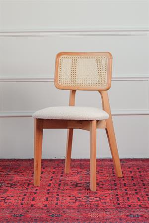 Woodenbend Mirla Yuvarlak Natural Beyaz 100 cm Ahşap Yemek Masası Takımı – Hazeran Sandalyeli 4 Kişilik Masa Seti