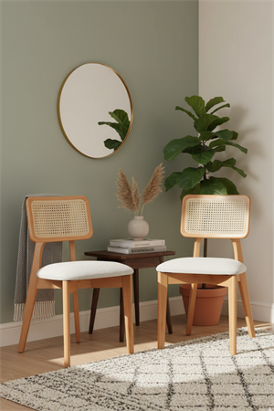 Woodenbend Mirla Natural Kayın Sandalye – Hazeran Detaylı El İşçiliği ( 2 adet)